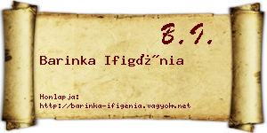Barinka Ifigénia névjegykártya